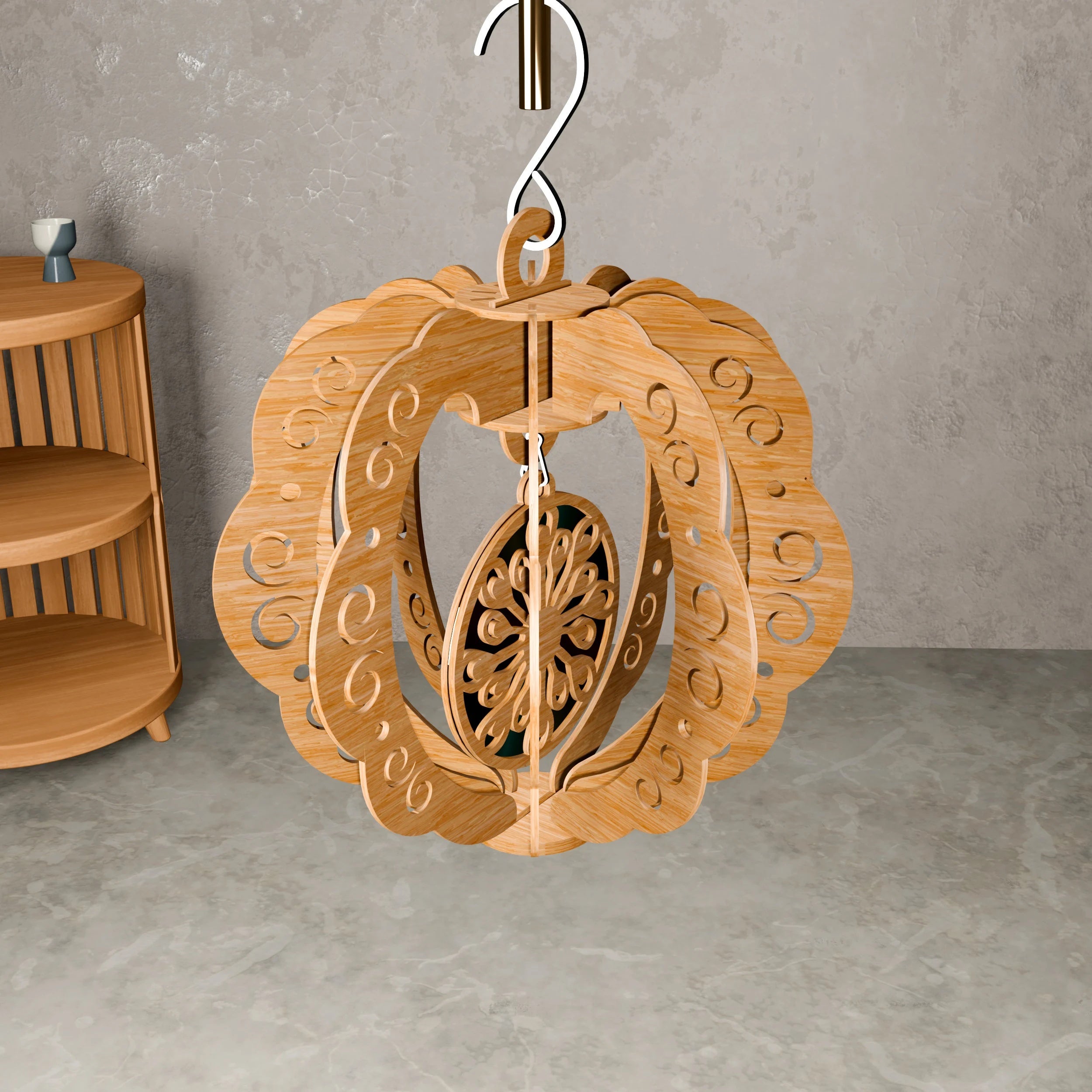 3D Pumpkin Lantern Laser Cut Files SVG DXF, Hanging Wooden Pumpkin Lamp Digital Download, Halloween Fall Decor Glowforge Plan