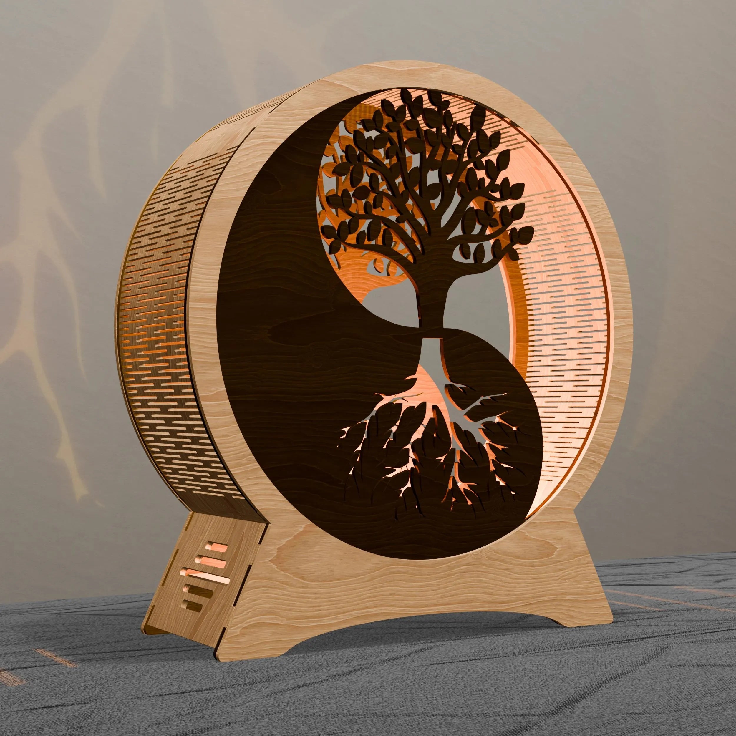 Yin Yang Tree of Life Light Box SVG Laser Cut Files, 3D Layered Mandala Lamp, Glowforge Cricut Digital Download, DXF CDR