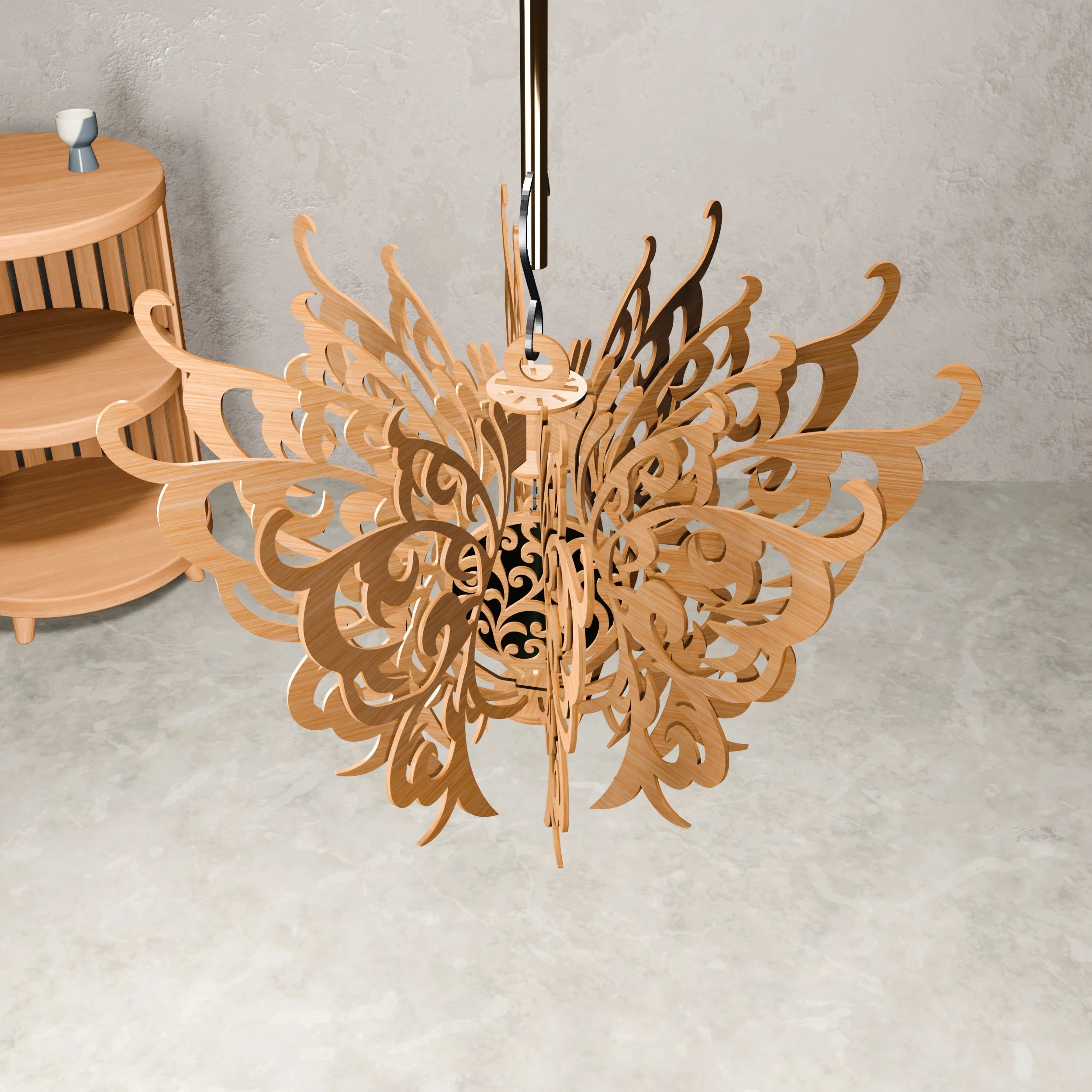 Butterfly Pendant Lamp SVG Laser Cut Files, 3D Wooden Chandelier Digital Pattern, DXF CDR Plans for Glowforge & CNC Router