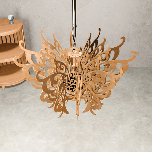 Butterfly Pendant Lamp SVG Laser Cut Files, 3D Wooden Chandelier Digital Pattern, DXF CDR Plans for Glowforge & CNC Router