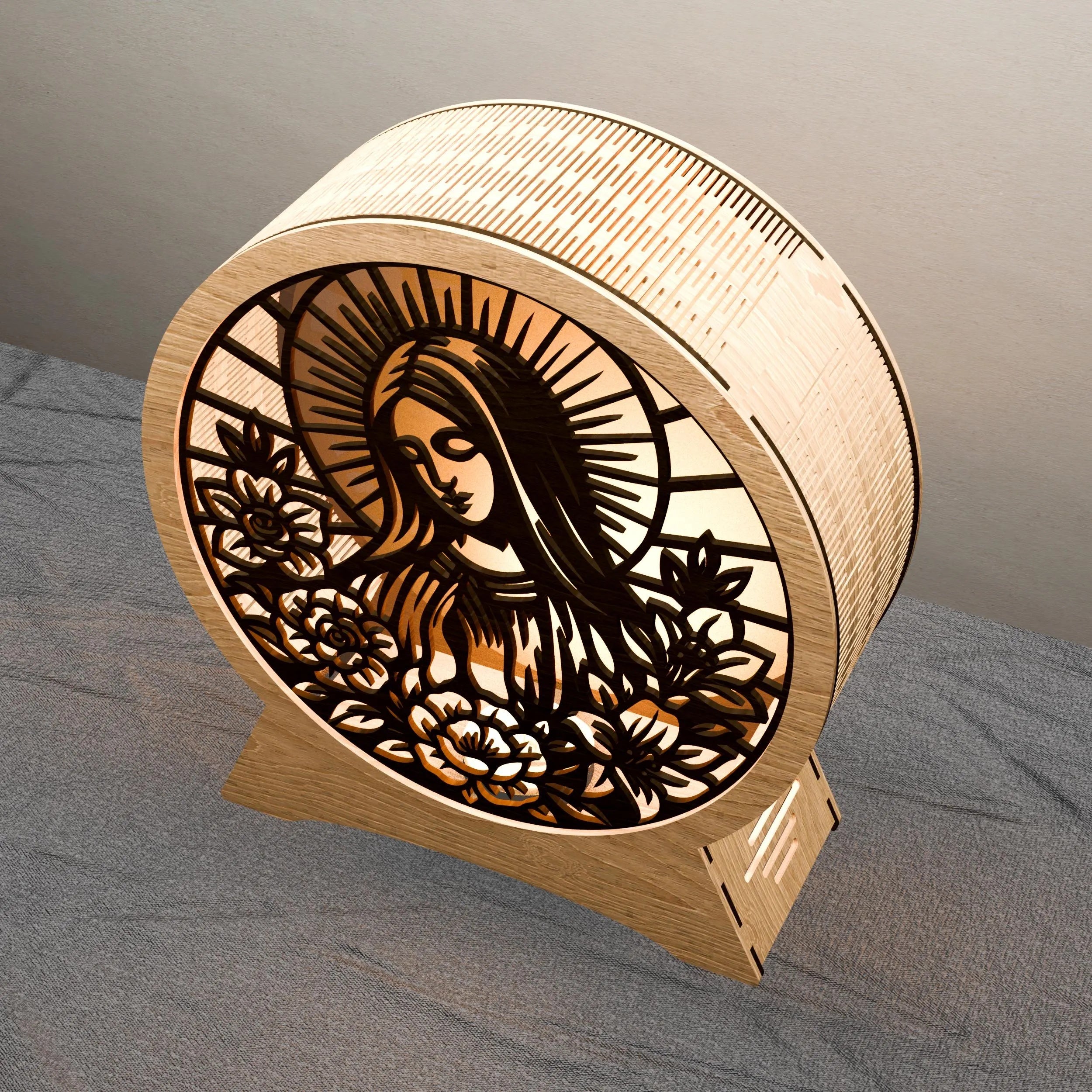 Virgin Mary Multilayer Mandala SVG Laser Cut Files, 3D Light Box Lamp, Catholic Religious Wall Art, Glowforge Cricut DXF CDR