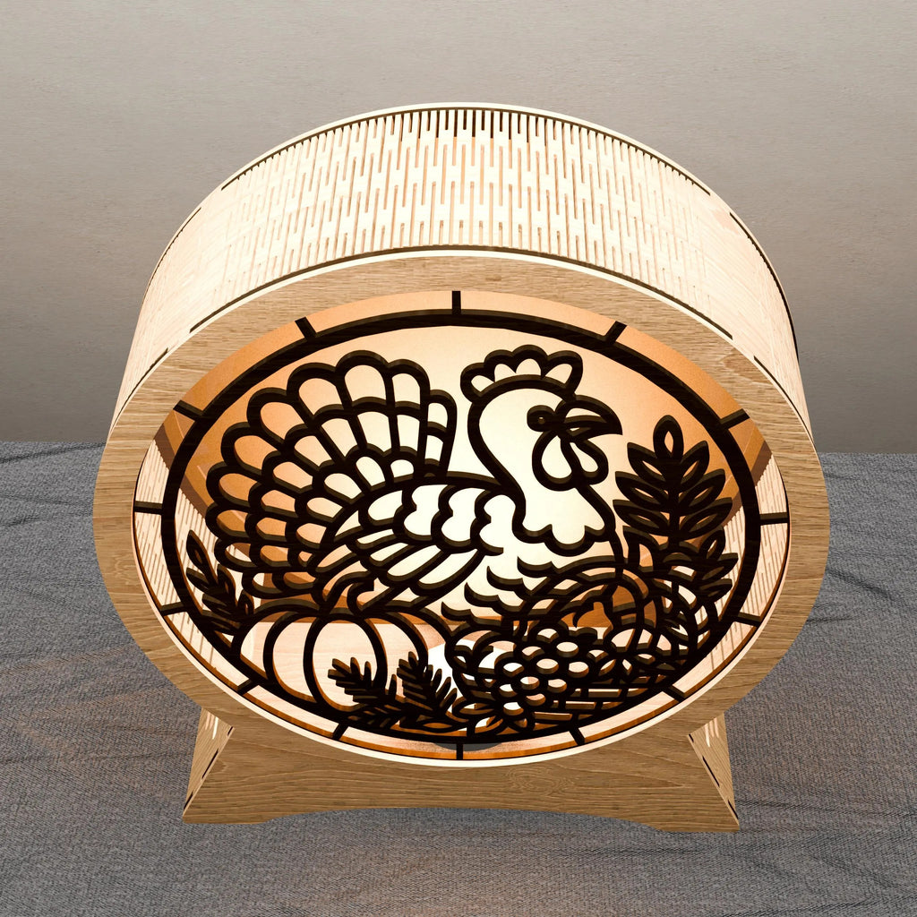 Thanksgiving Turkey Lamp SVG Laser Cut File, 3D Layered Mandala Light Box, Fall Harvest Pumpkin Night Light Digital Download