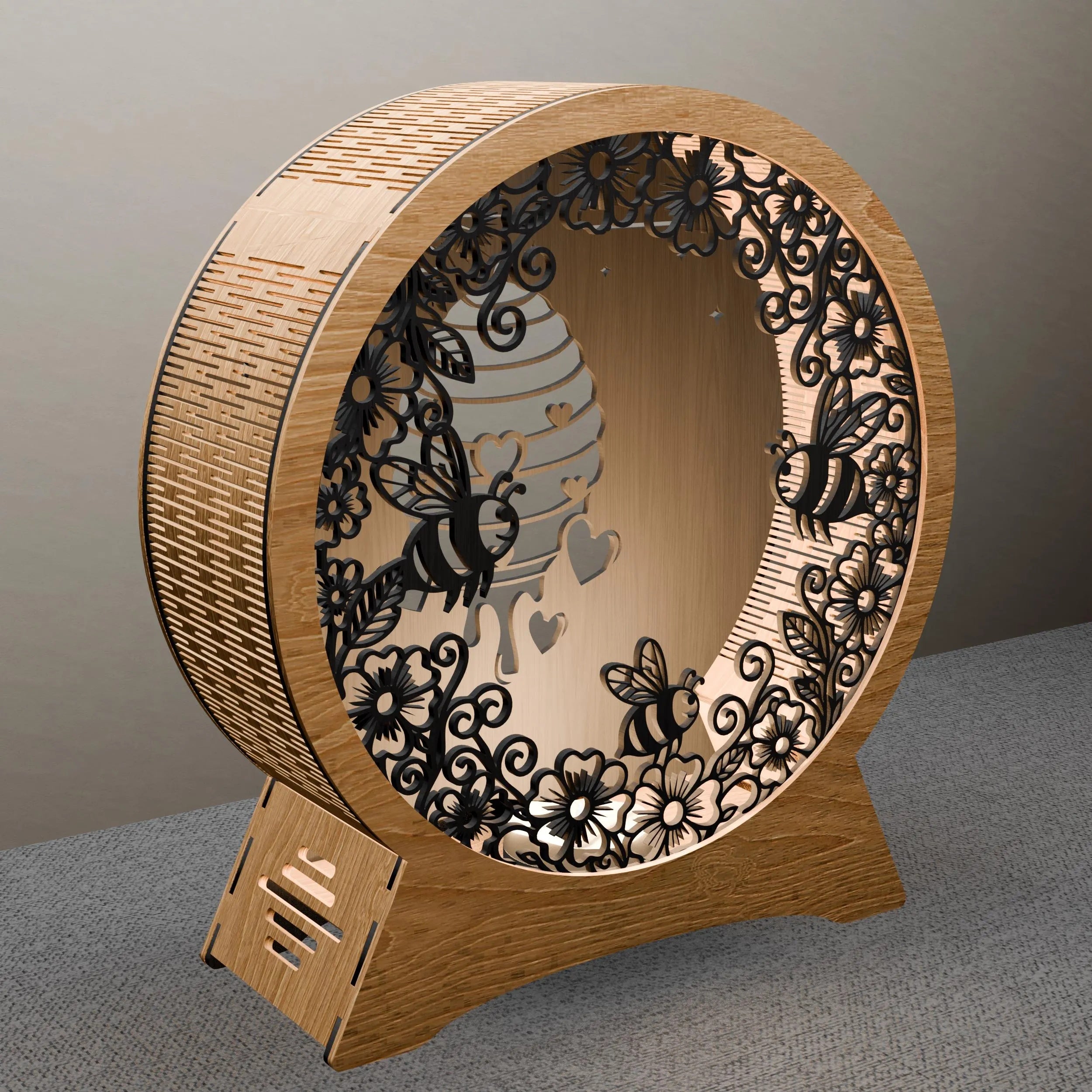 Bee Hive Light Box SVG, Honey Bee Mandala 3D Shadow Box Laser Cut Files, Multilayer Round Lamp SVG for Glowforge, Cricut, Lightbox Template