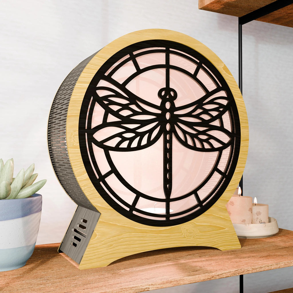 Dragonfly Lantern SVG Laser Cut File, 3D Multilayer Mandala Candle Holder Lamp, Glowforge Wood Lantern Digital Download