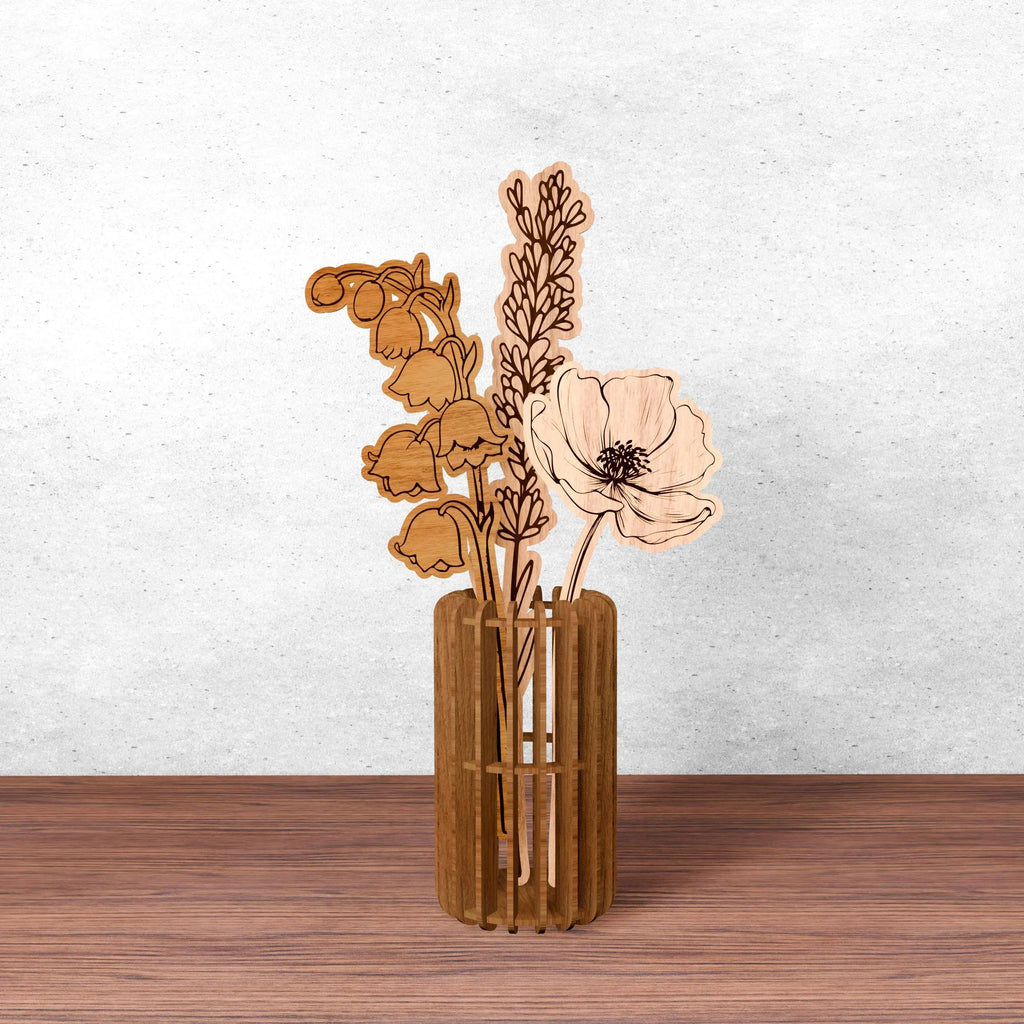 Laser Cut Wooden Flower Vase Bundle SVG, Floral Bouquet Vase Laser Files, Glowforge Cricut Digital Download, Home Decor SVG