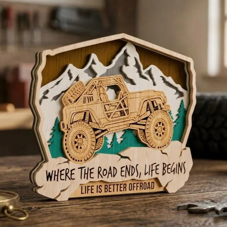 Offroad 4x4 Multilayer SVG, Where The Road Ends Life Begins, Laser Cut File, Jeep Mountain Wood Sign SVG, Glowforge Cricut