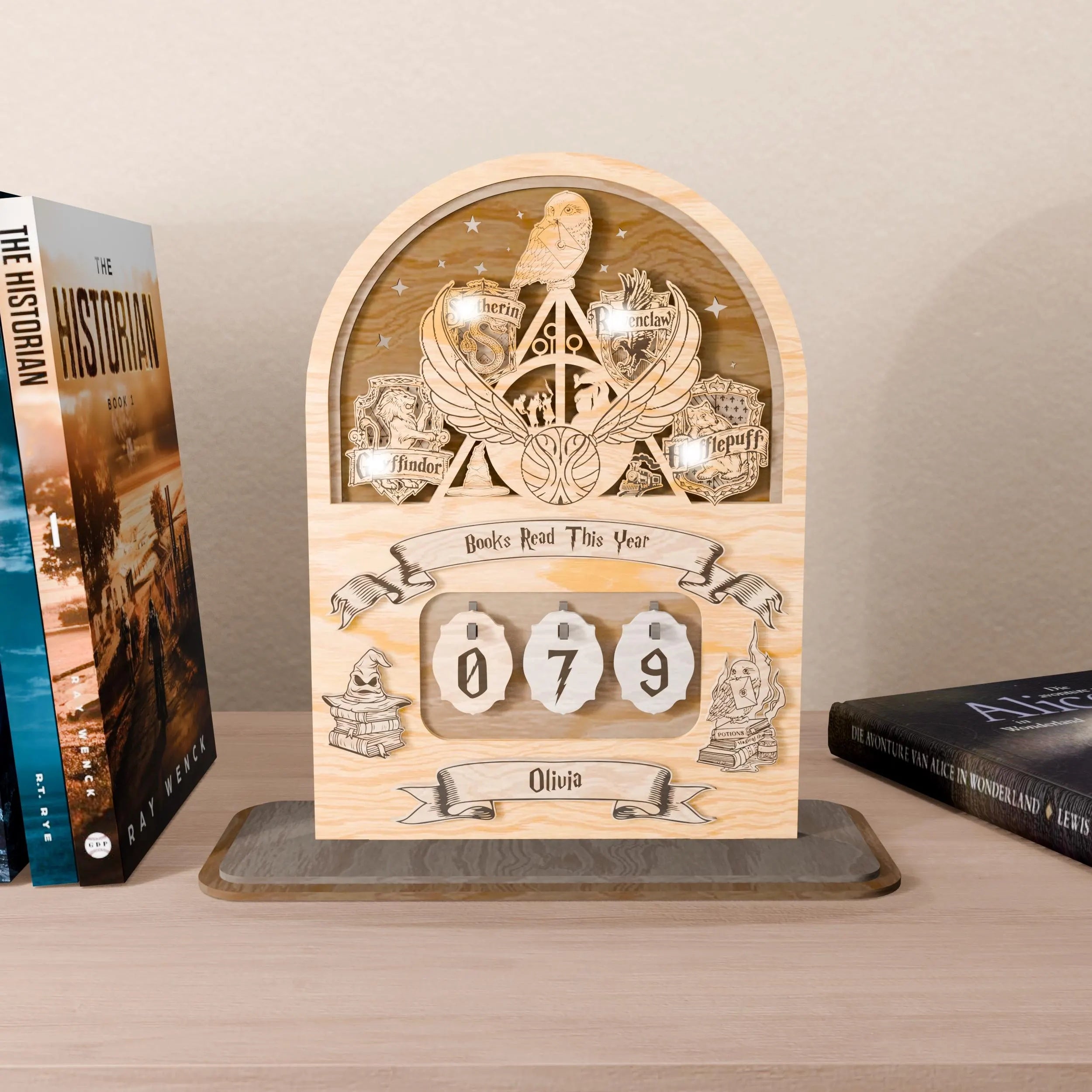 Wizard Book Reading Tracker SVG Laser Cut File, Magic School Books Read This Year Counter, Personalized Reader Gift Digital Download
