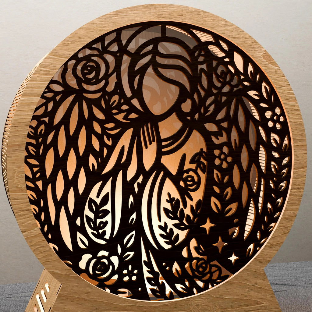 Praying Virgin Mary 3D Mandala SVG, Catholic Layered Lightbox Laser Cut Files, Madonna Multilayer Cardstock Papercut Template