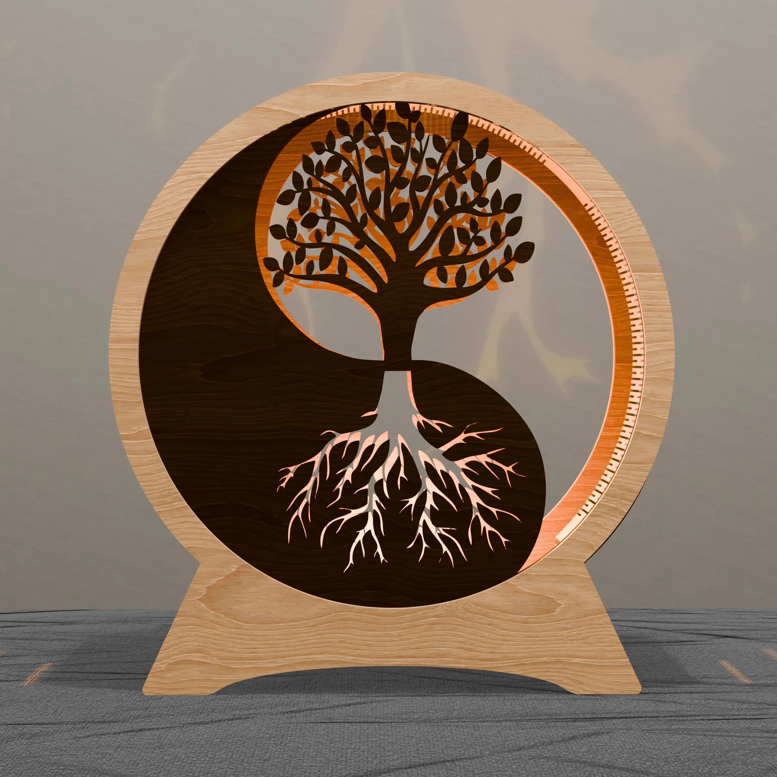 Yin Yang Tree of Life Light Box SVG Laser Cut Files, 3D Layered Mandala Lamp, Glowforge Cricut Digital Download, DXF CDR