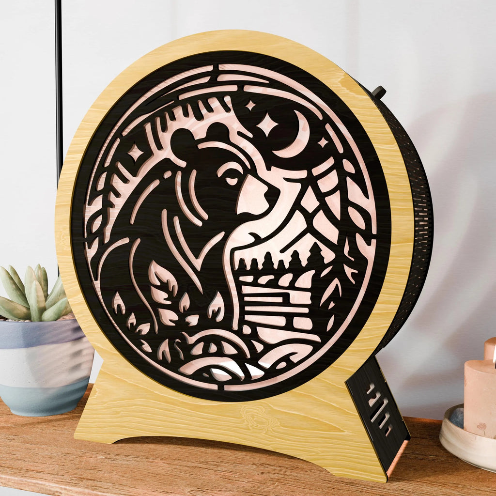Bear Forest Multilayer Mandala SVG, Layered Bear Moon Night Forest 3D Lamp SVG Laser Cut File, Glowforge Cricut Digital Download