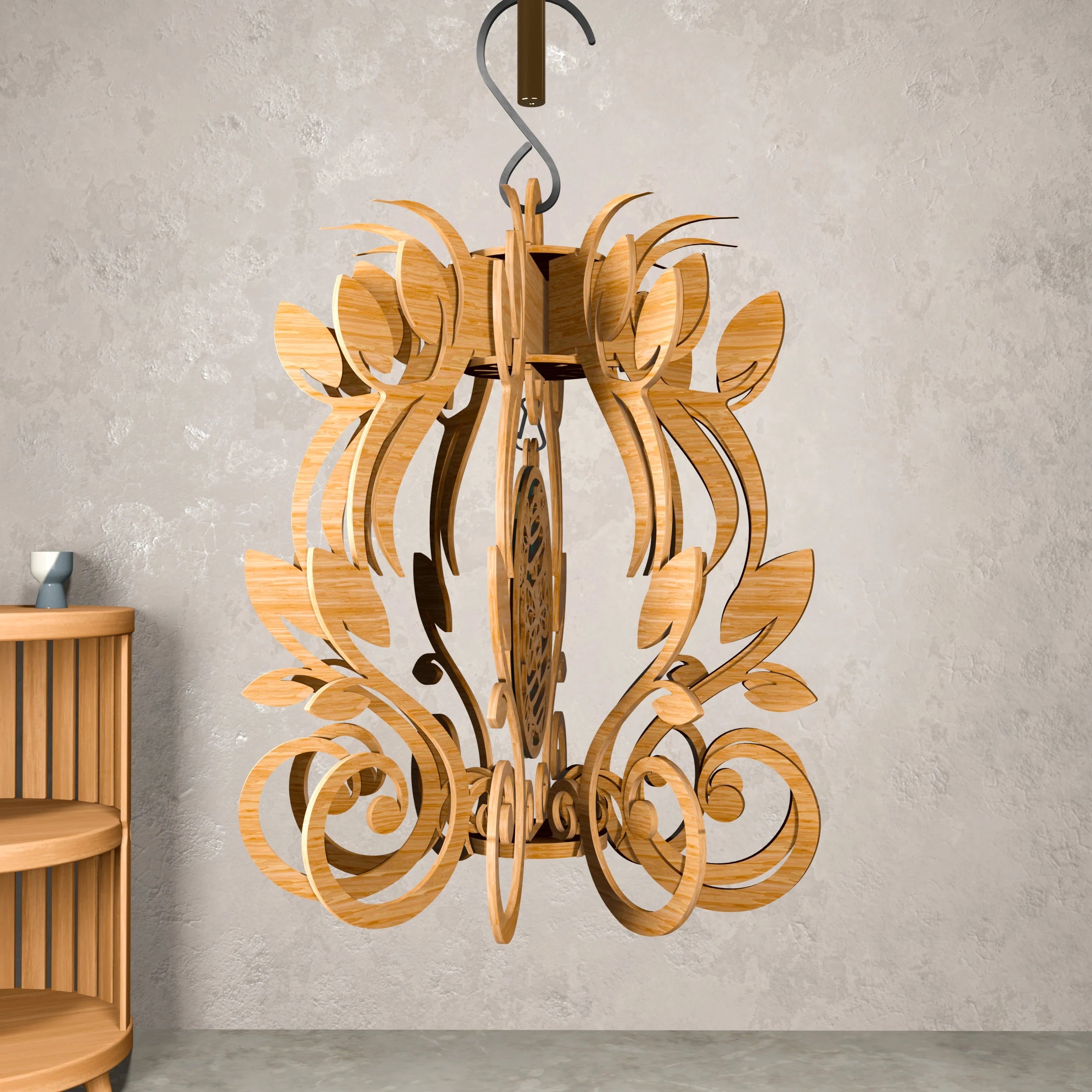 Bee Honeycomb Floral Pendant Lamp Laser Cut Files SVG DXF CDR Digital Download Wooden Chandelier Vector Plans for CNC