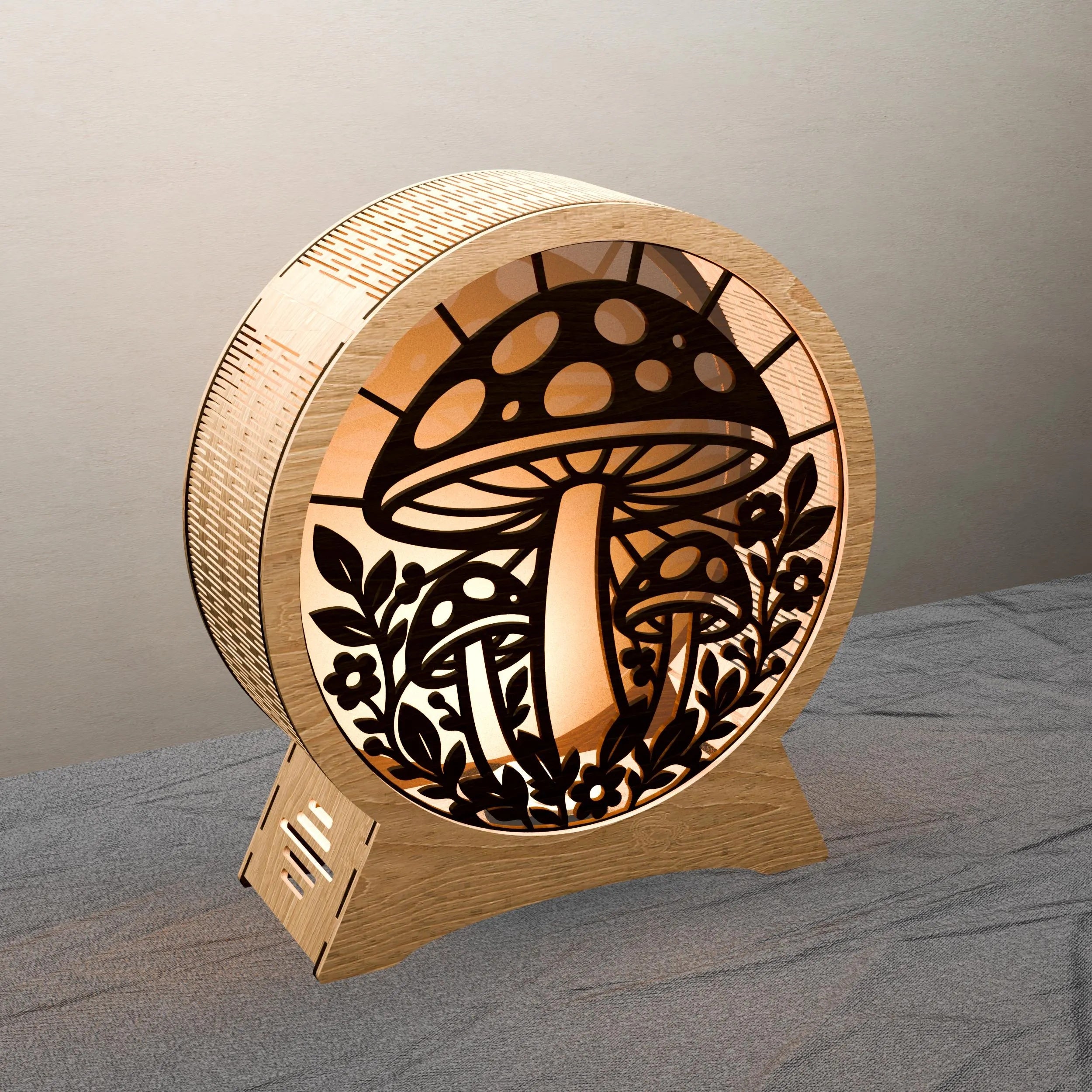 Mushroom Lamp SVG Laser Cut File, 3D Round Wooden Night Light, Multilayer Mandala Mushroom Forest Lantern Digital Download