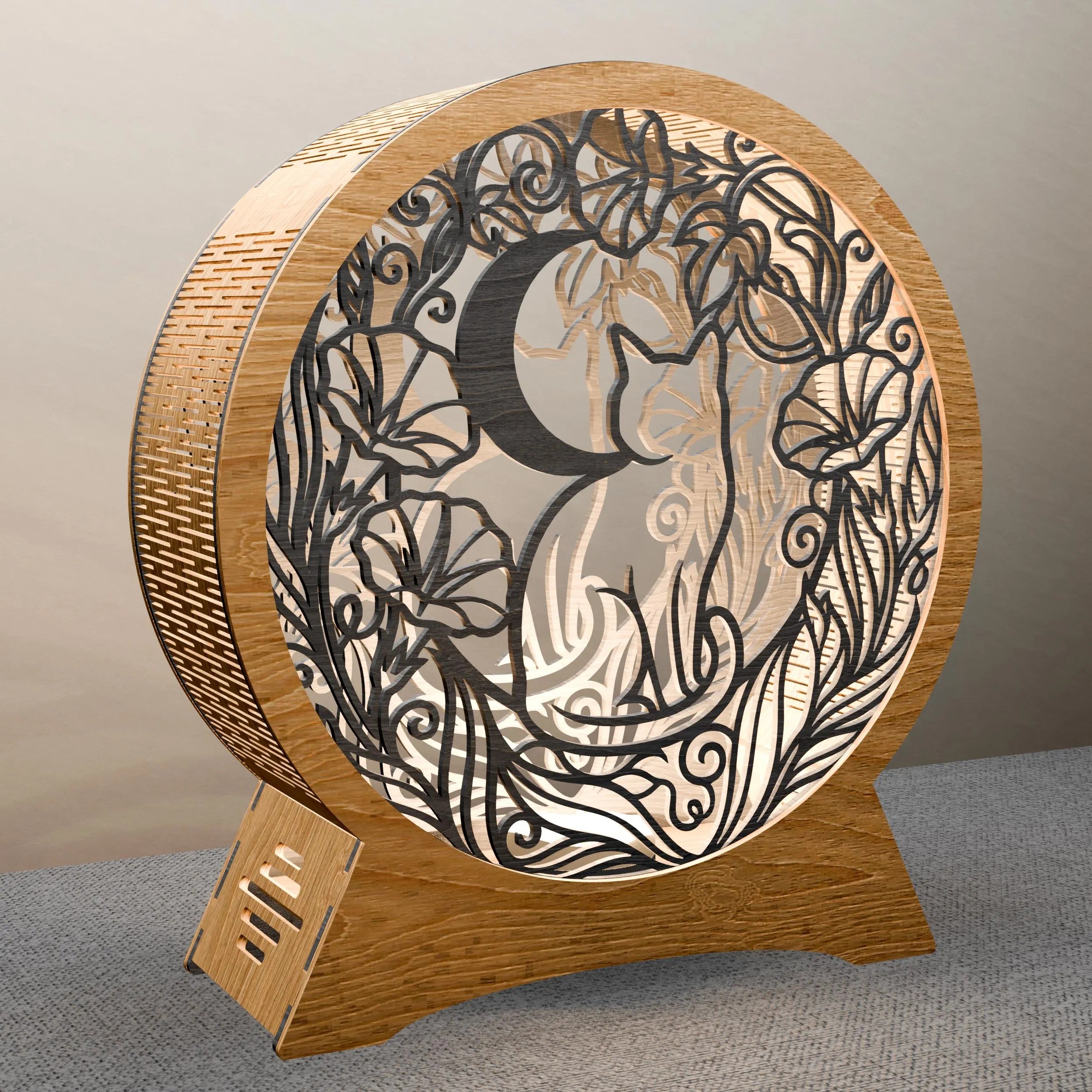 Moon Cat Layered Mandala SVG, Multilayer Laser Cut File, Cat Lover 3D Light Box Template, Glowforge Cricut Digital Download