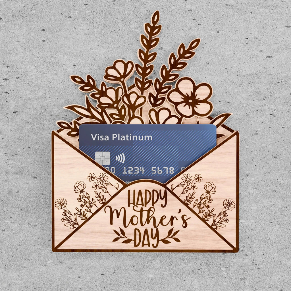 Mother's Day Envelope Money Card Holder SVG Bundle, 6 Designs Laser Cut File, Best Mom Ever Gift Card Holder, Floral Mama SVG for Glowforge