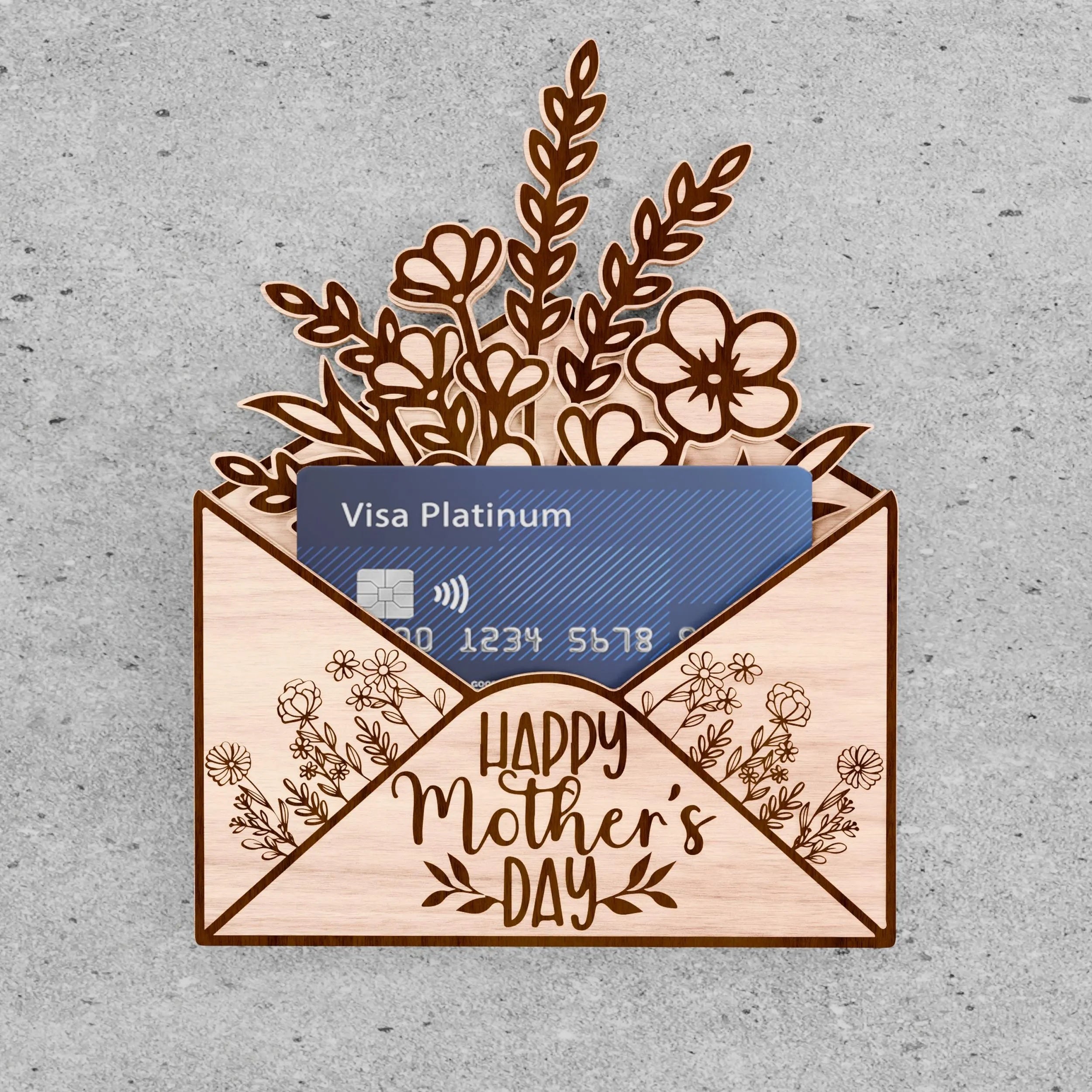 Mother's Day Envelope Money Card Holder SVG Bundle, 6 Designs Laser Cut File, Best Mom Ever Gift Card Holder, Floral Mama SVG for Glowforge
