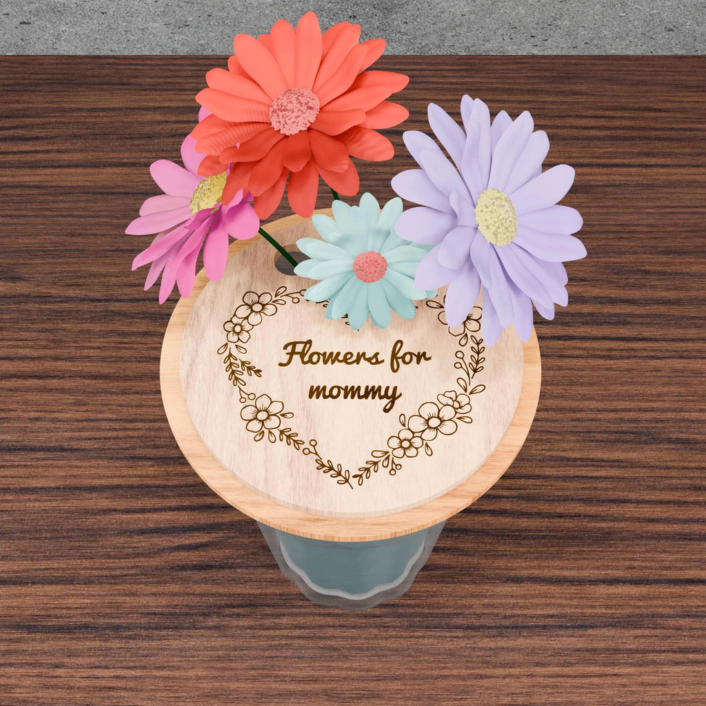 Mother's Day Flower Holder SVG Bundle, Laser Cut Files, Mom Grandma Floral Vase Topper, Glowforge Digital Download, 10 Designs
