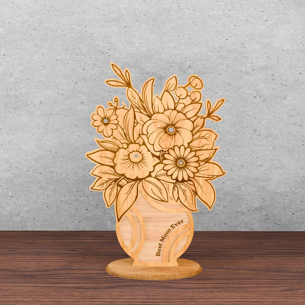 Best Mom Ever Flower Bouquet SVG Bundle, Mason Jar Floral Laser Cut File, Mother's Day Wood Sign Glowforge, Digital Download
