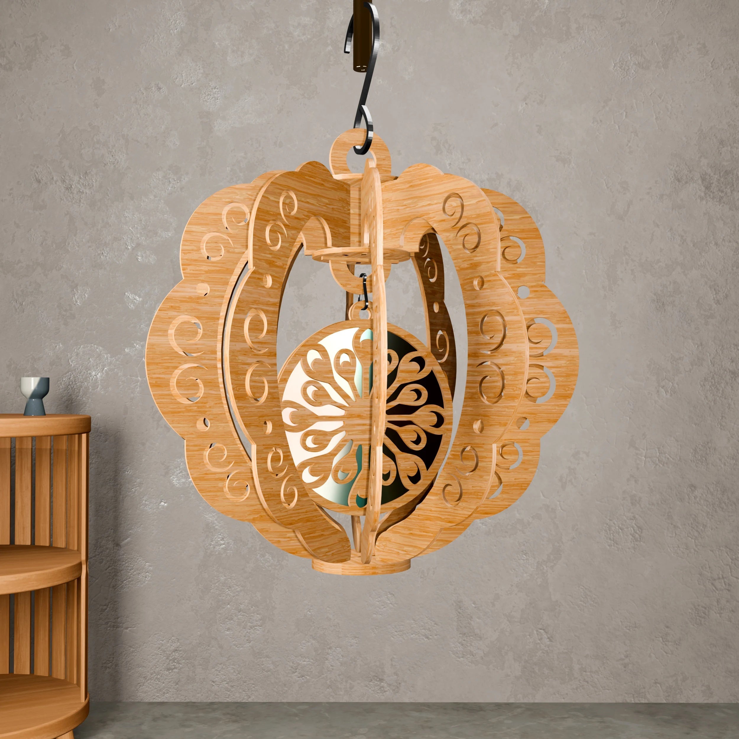 3D Pumpkin Lantern Laser Cut Files SVG DXF, Hanging Wooden Pumpkin Lamp Digital Download, Halloween Fall Decor Glowforge Plan