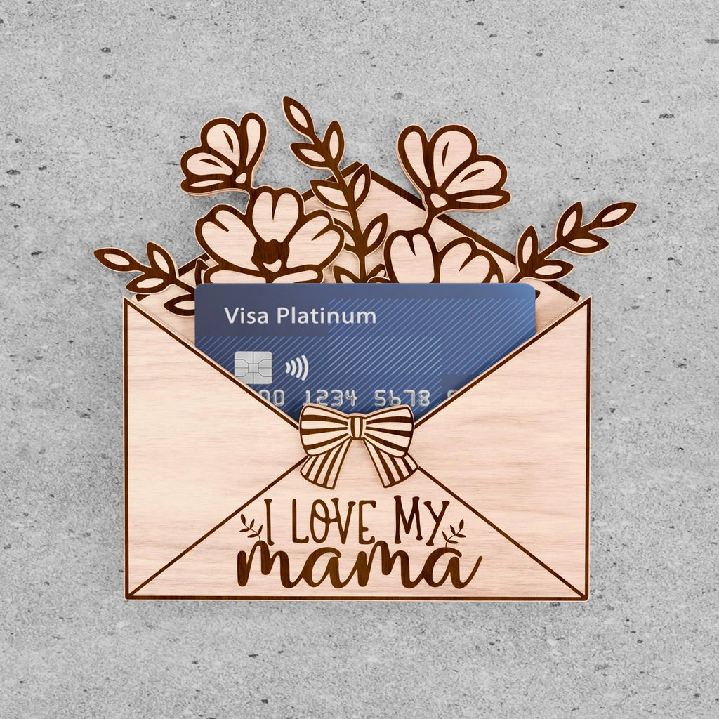 Mother's Day Envelope Money Card Holder SVG Bundle, 6 Designs Laser Cut File, Best Mom Ever Gift Card Holder, Floral Mama SVG for Glowforge