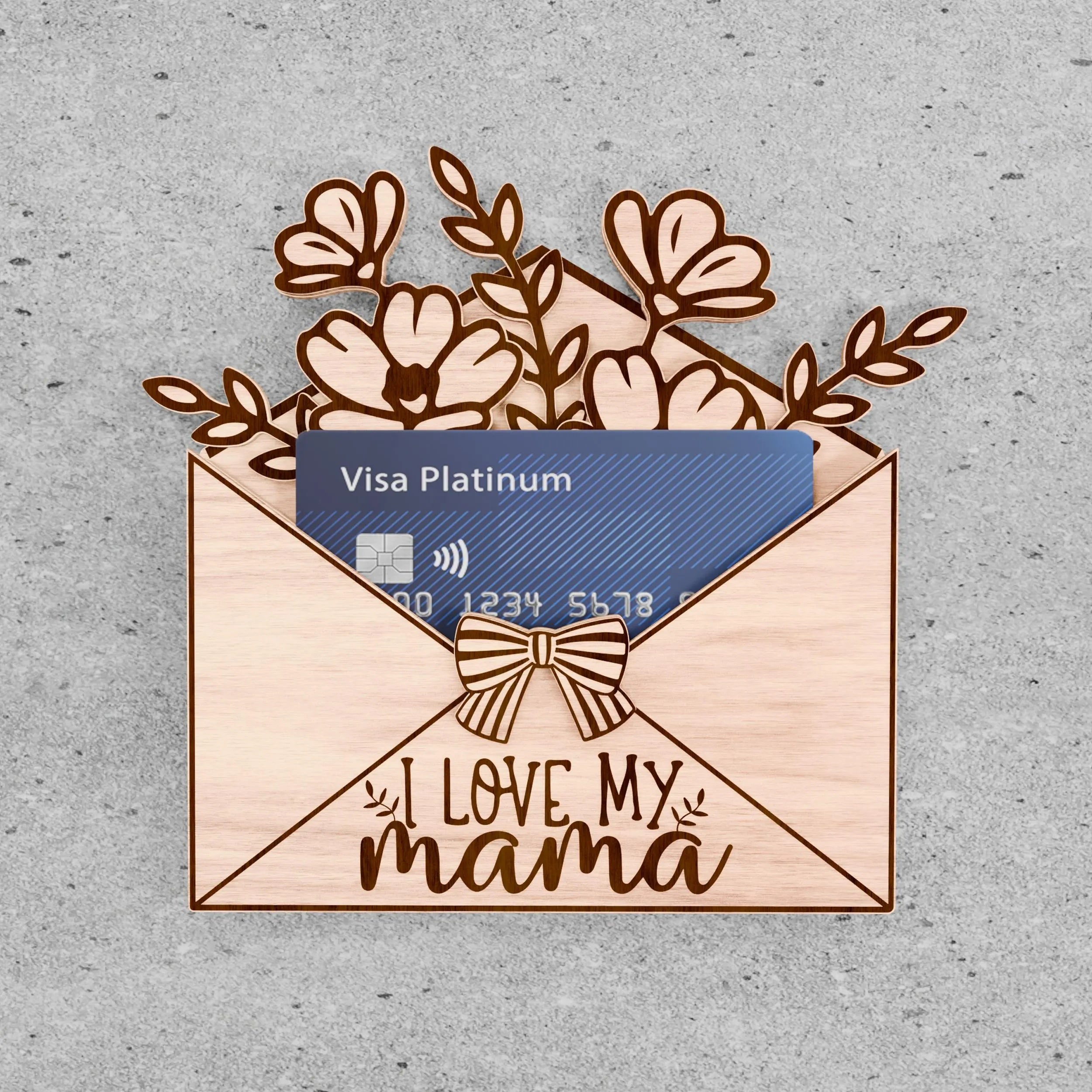 Mother's Day Envelope Money Card Holder SVG Bundle, 6 Designs Laser Cut File, Best Mom Ever Gift Card Holder, Floral Mama SVG for Glowforge