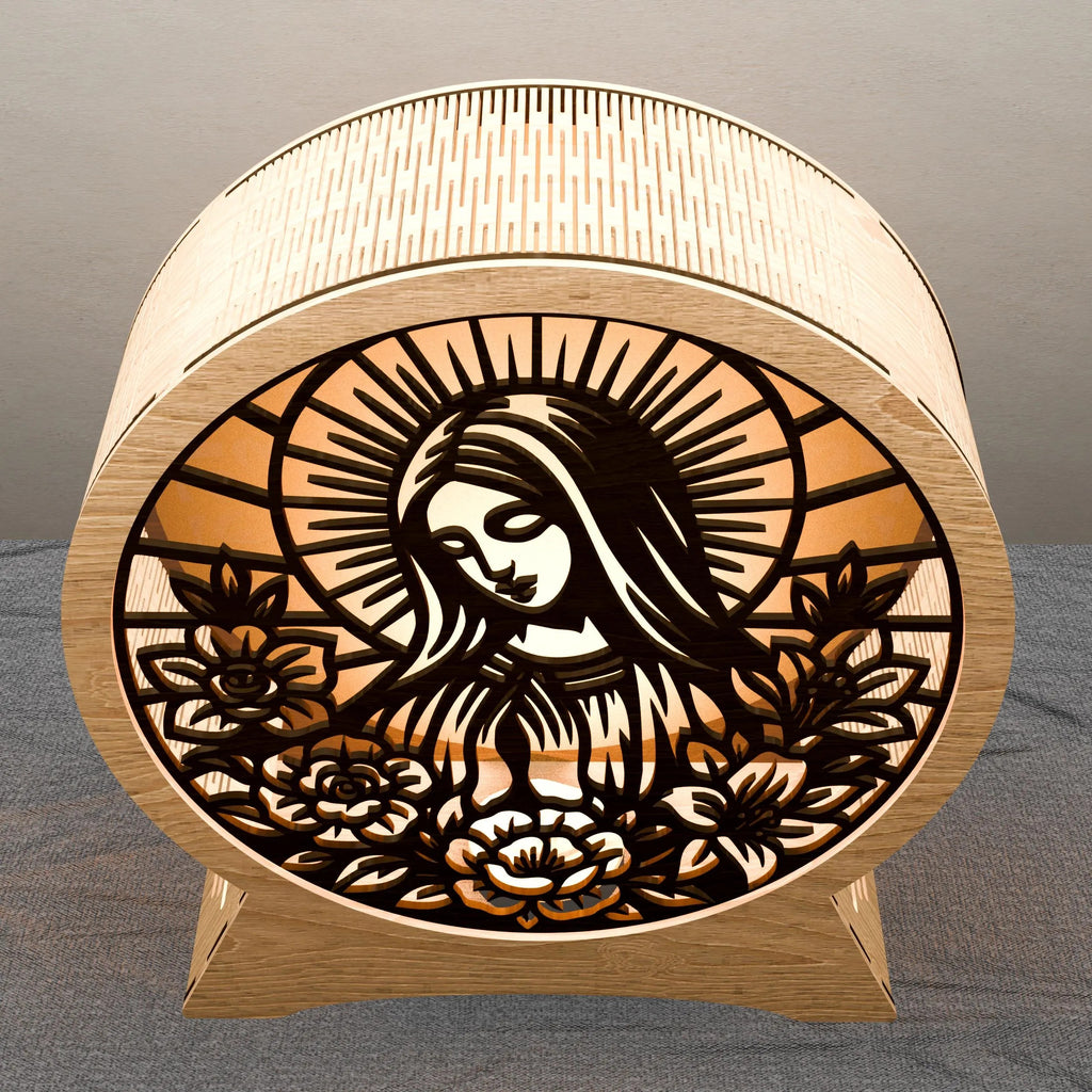 Virgin Mary Multilayer Mandala SVG Laser Cut Files, 3D Light Box Lamp, Catholic Religious Wall Art, Glowforge Cricut DXF CDR
