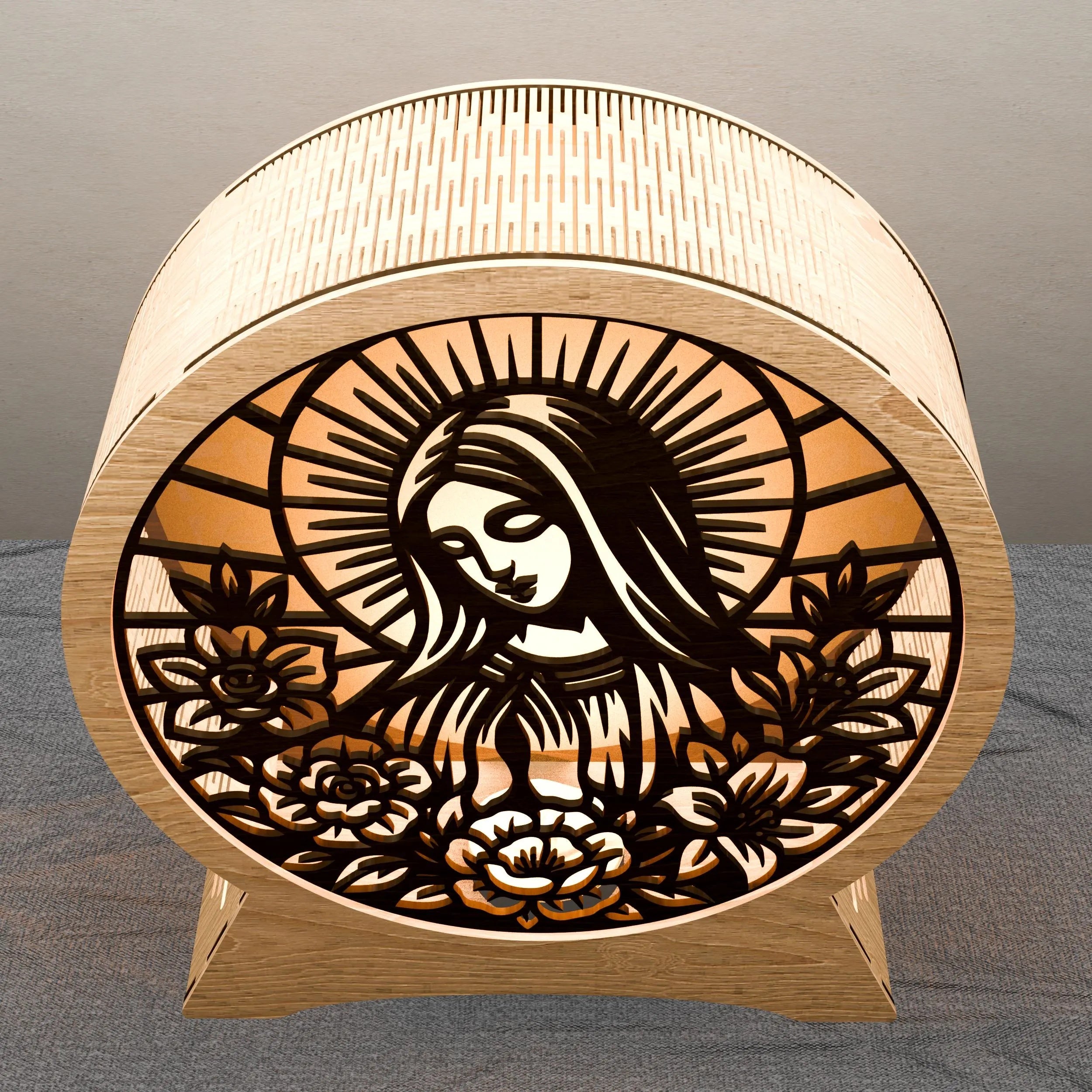 Virgin Mary Multilayer Mandala SVG Laser Cut Files, 3D Light Box Lamp, Catholic Religious Wall Art, Glowforge Cricut DXF CDR