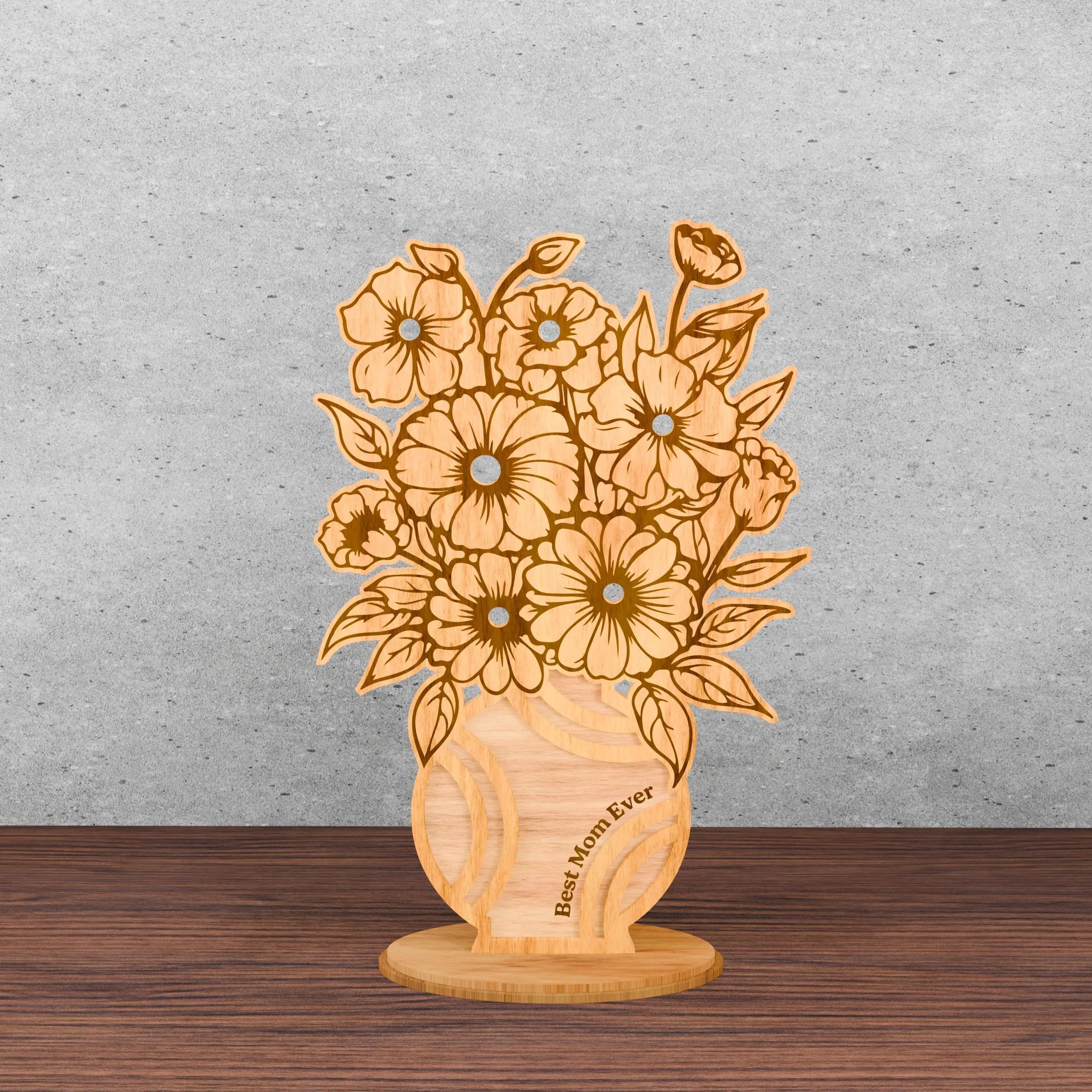 Best Mom Ever Flower Bouquet SVG Bundle, Mason Jar Floral Laser Cut File, Mother's Day Wood Sign Glowforge, Digital Download