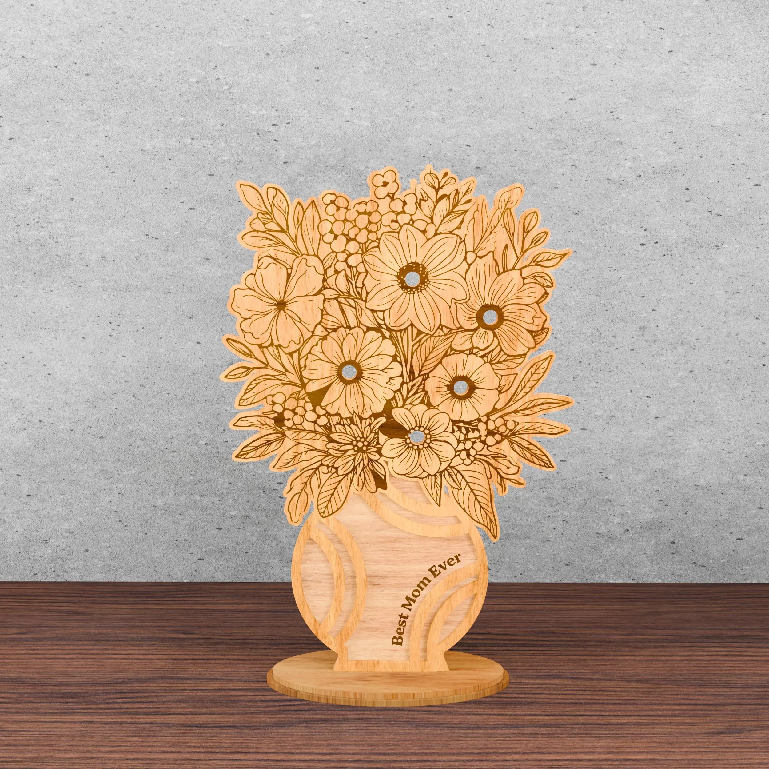 Best Mom Ever Flower Bouquet SVG Bundle, Mason Jar Floral Laser Cut File, Mother's Day Wood Sign Glowforge, Digital Download