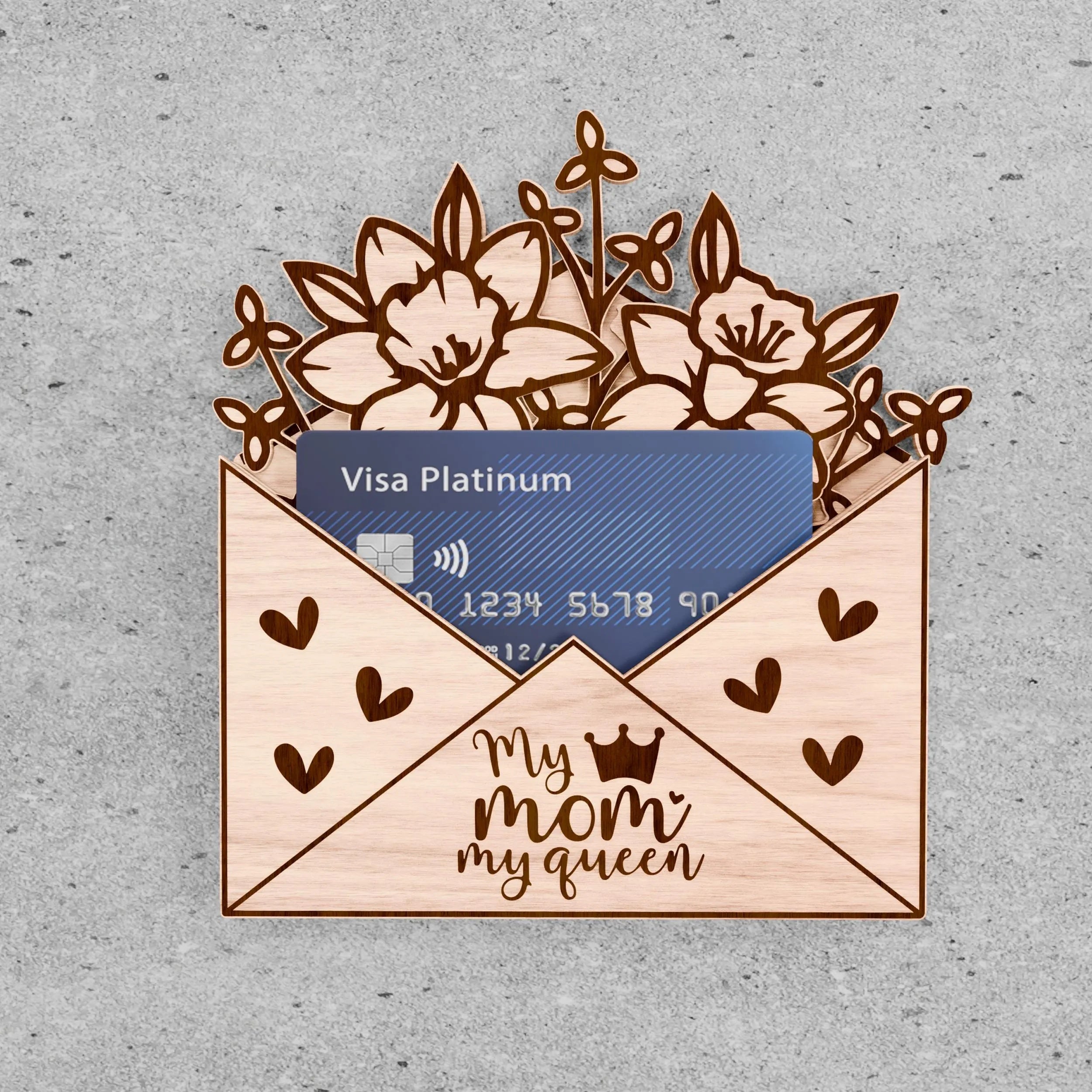 Mother's Day Envelope Money Card Holder SVG Bundle, 6 Designs Laser Cut File, Best Mom Ever Gift Card Holder, Floral Mama SVG for Glowforge