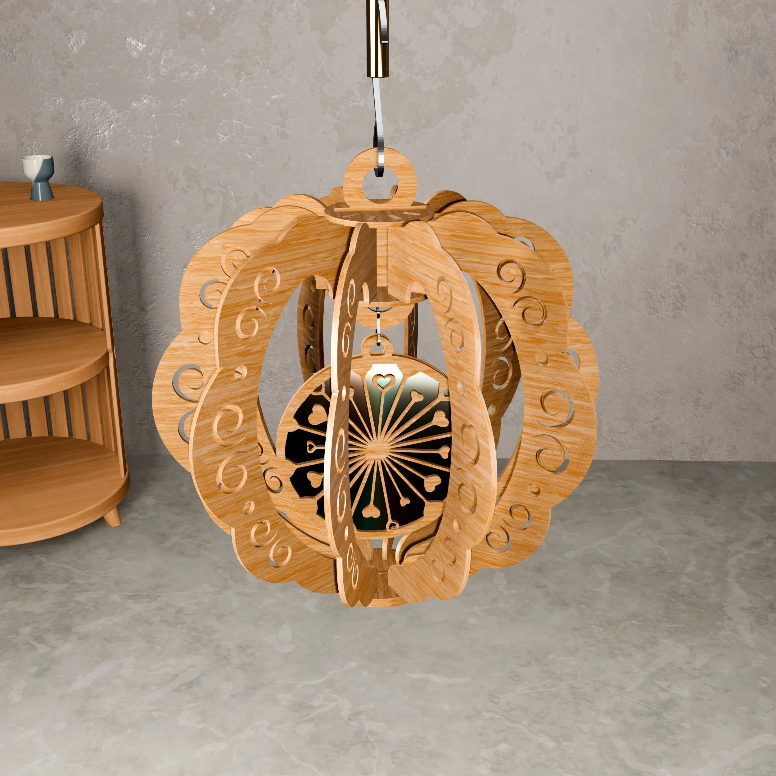 3D Pumpkin Lantern Laser Cut Files SVG DXF, Hanging Wooden Pumpkin Lamp Digital Download, Halloween Fall Decor Glowforge Plan