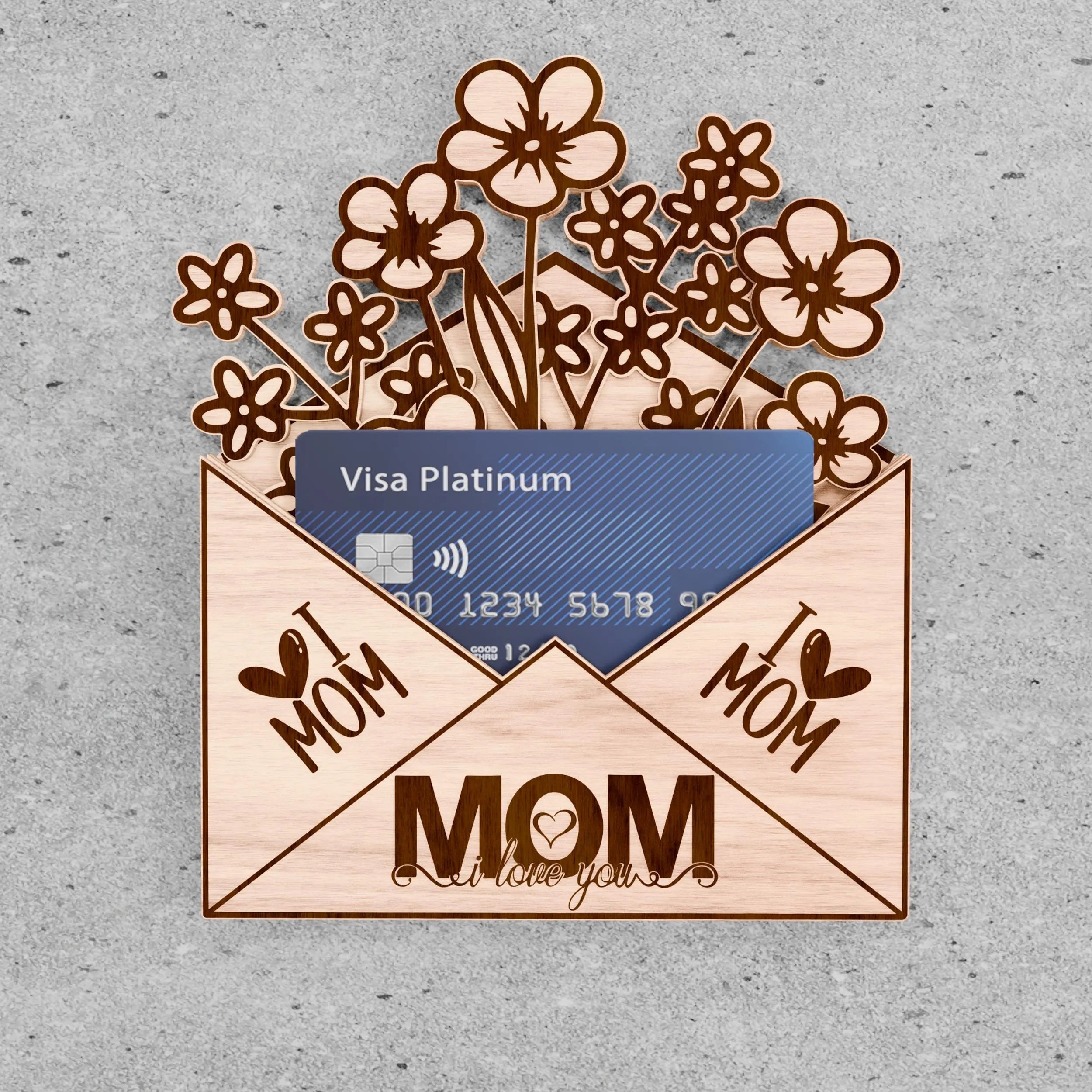 Mother's Day Envelope Money Card Holder SVG Bundle, 6 Designs Laser Cut File, Best Mom Ever Gift Card Holder, Floral Mama SVG for Glowforge